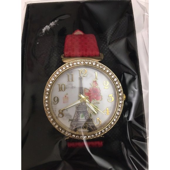 Set Watches Paris Eiffel Tower Rhinestone Dial QuartzAnalog Wrist StainlessSteel - Picture 5 of 5